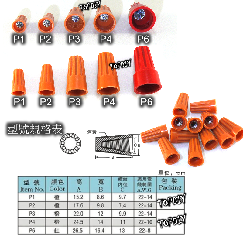 【TopDIY】C0104 (一盒5種) 螺旋 端子 接頭 快接 端子 接線端子 連接 閉端子 快速 接線 電燈 配線